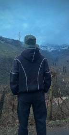 ENSAMA CONTRAST STITCH TRACKSUIT [BLACK]