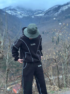 ENSAMA CONTRAST STITCH TRACKSUIT [BLACK]